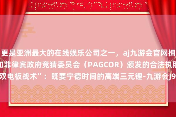 更是亚洲最大的在线娱乐公司之一，aj九游会官网拥有欧洲马耳他（MGA）和菲律宾政府竞猜委员会（PAGCOR）颁发的合法执照。极氪玩“双电板战术”：既要宁德时间的高端三元锂-九游会J9·(china)官方网站-真人游戏第一品牌